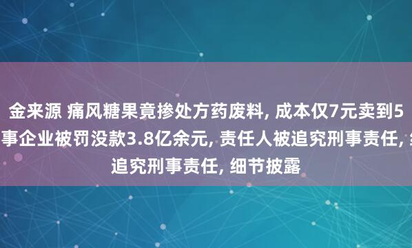 金来源 痛风糖果竟掺处方药废料, 成本仅7元卖到598元, 涉事企业被罚没款3.8亿余元, 责任人被追究刑事责任, 细节披露